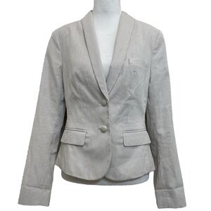 Express White & Gray Twill Striped Stretch Preppy Boyfriend Blazer